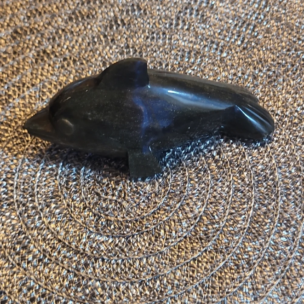 5 inch Obsidian Black Dolphin Sculpture